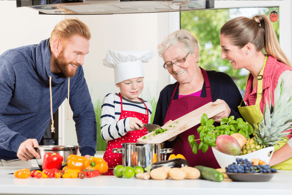 Family Making a Healthy DInner