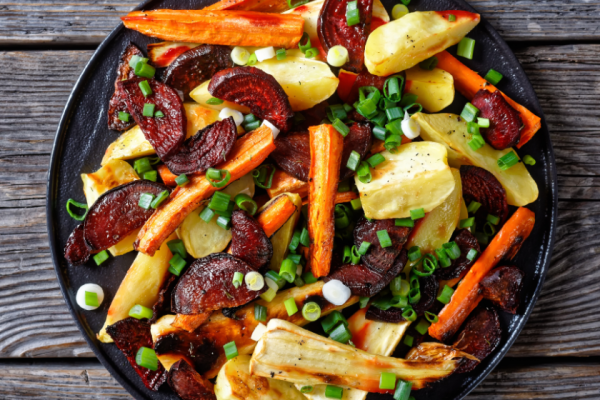 Carrots, Beets, and Onion Wedges