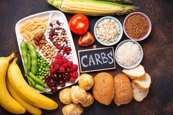 A variety of carbohydrate foods