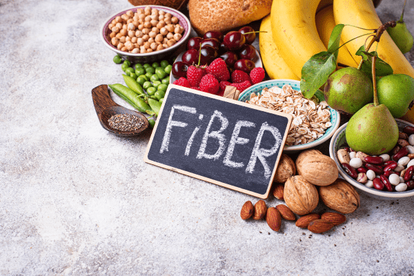 An array of fiber-rich foods