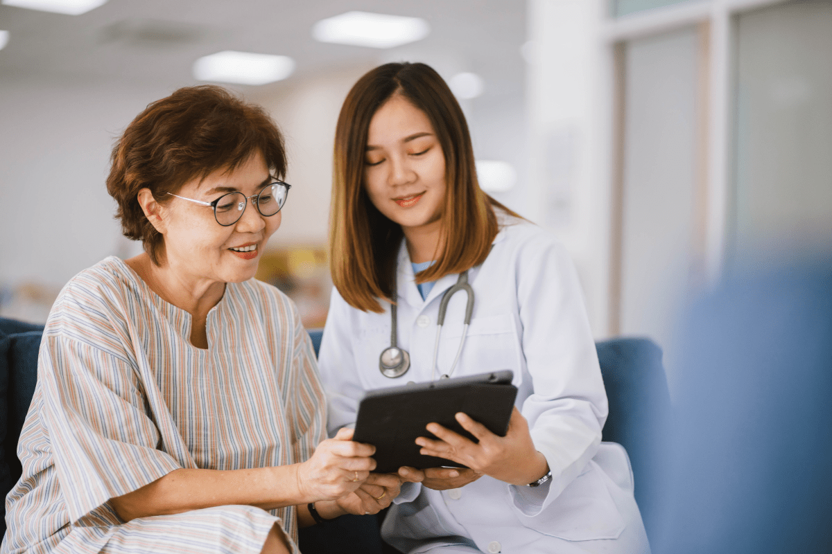 Woman getting a wellness checkup