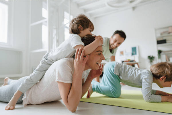 Family doing Yoga Together