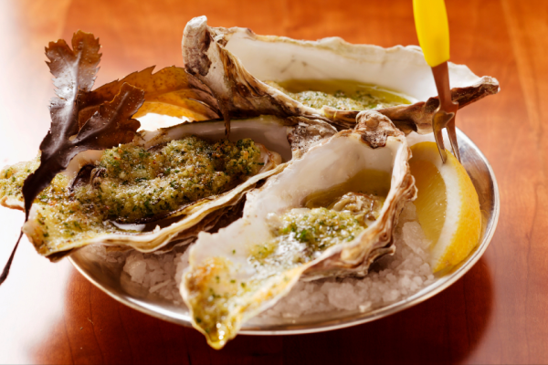 Oyster with Lemon, Parsley, and breadcrumbs