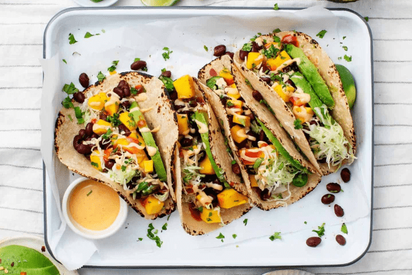 Spicy Mango, Black Bean, and Avocado Tacos