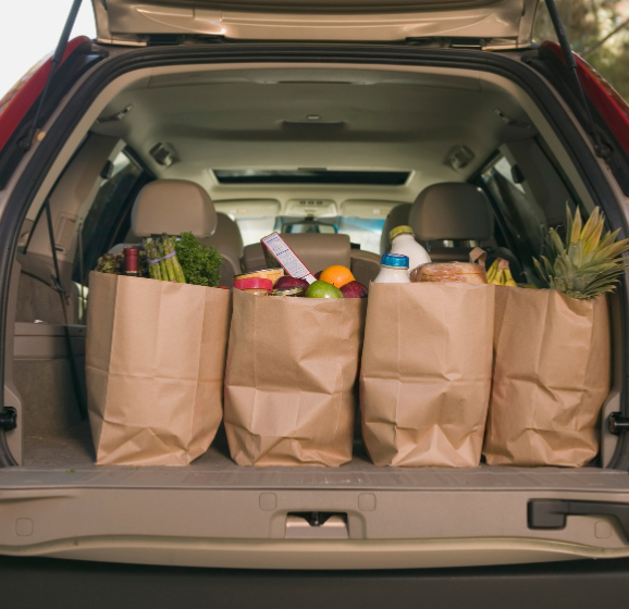 Groceries in a trunk